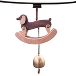 Wooden Sausage Dog Carousel Wind Chime Pendant with Bell 3D Dachshund Shape Wind Chime Cartoon Car Charm Ornament
