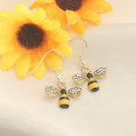 Bumble Bee Dangle Earrings Crystal Bee Pendant Animal Earrings Hummingbirds Butterfly Gifts (Honey Bee Earrings)
