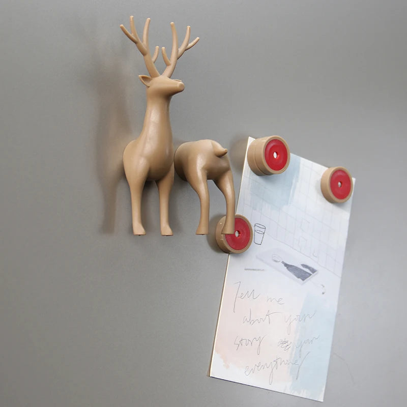 Animal Refrigerator Magnet Elk Puppy Dachshund Message Sticker Cartoon Magnet Sticker Freezer Box Decoration Sticker Note Magnet
