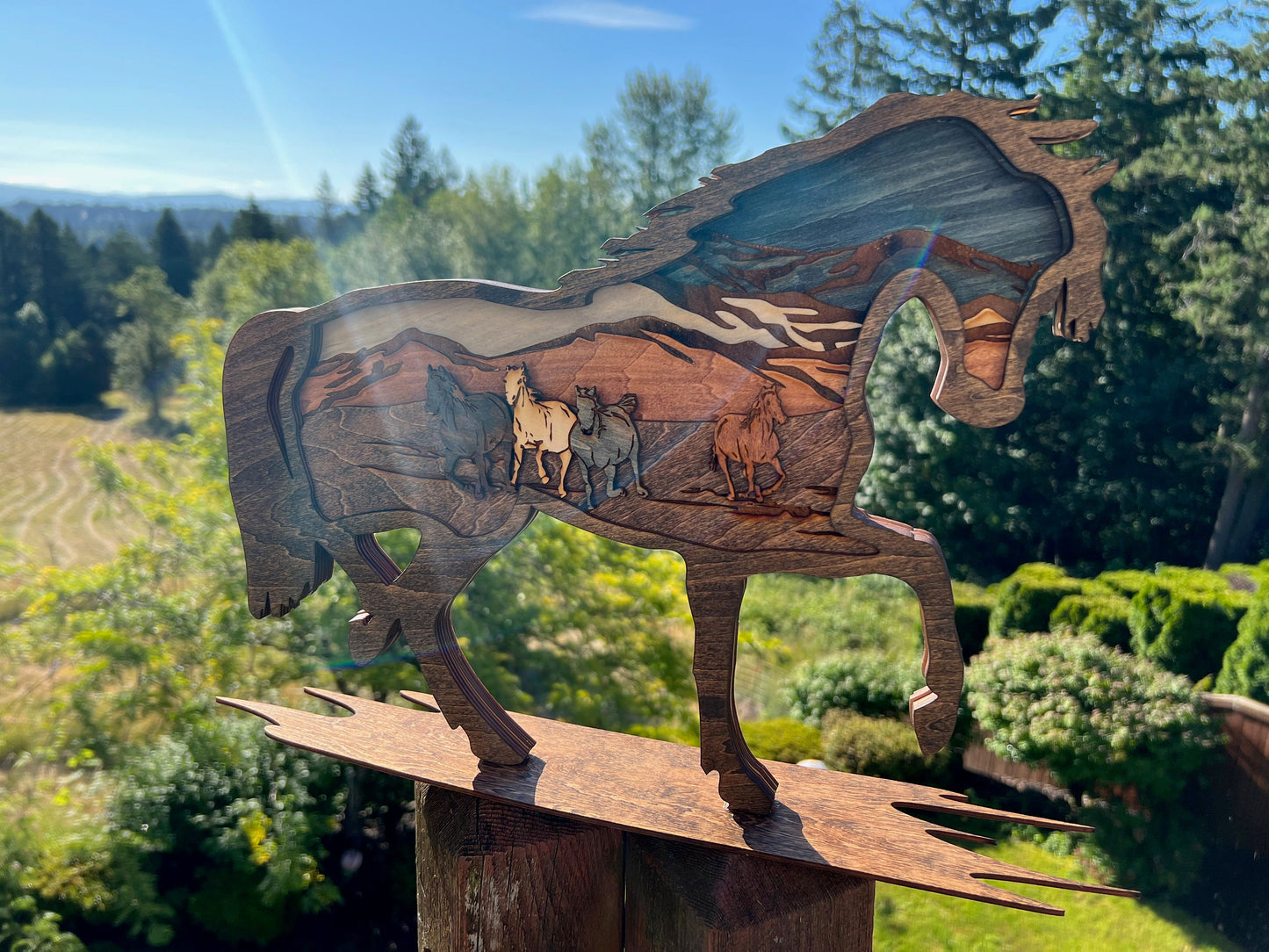 3D Layered Wood Horse Wall Art - Handcrafted Rustic Equestrian Decor - Unique Gift for Horse Lovers