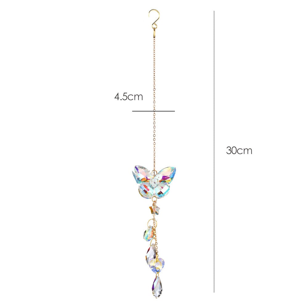 Butterfly Crystal Pendant Suncatcher | Butterfly Car Charm Gifts for Her| Rainbow Maker| Aesthetic Room Decor | Light Prism Crystal Hangings
