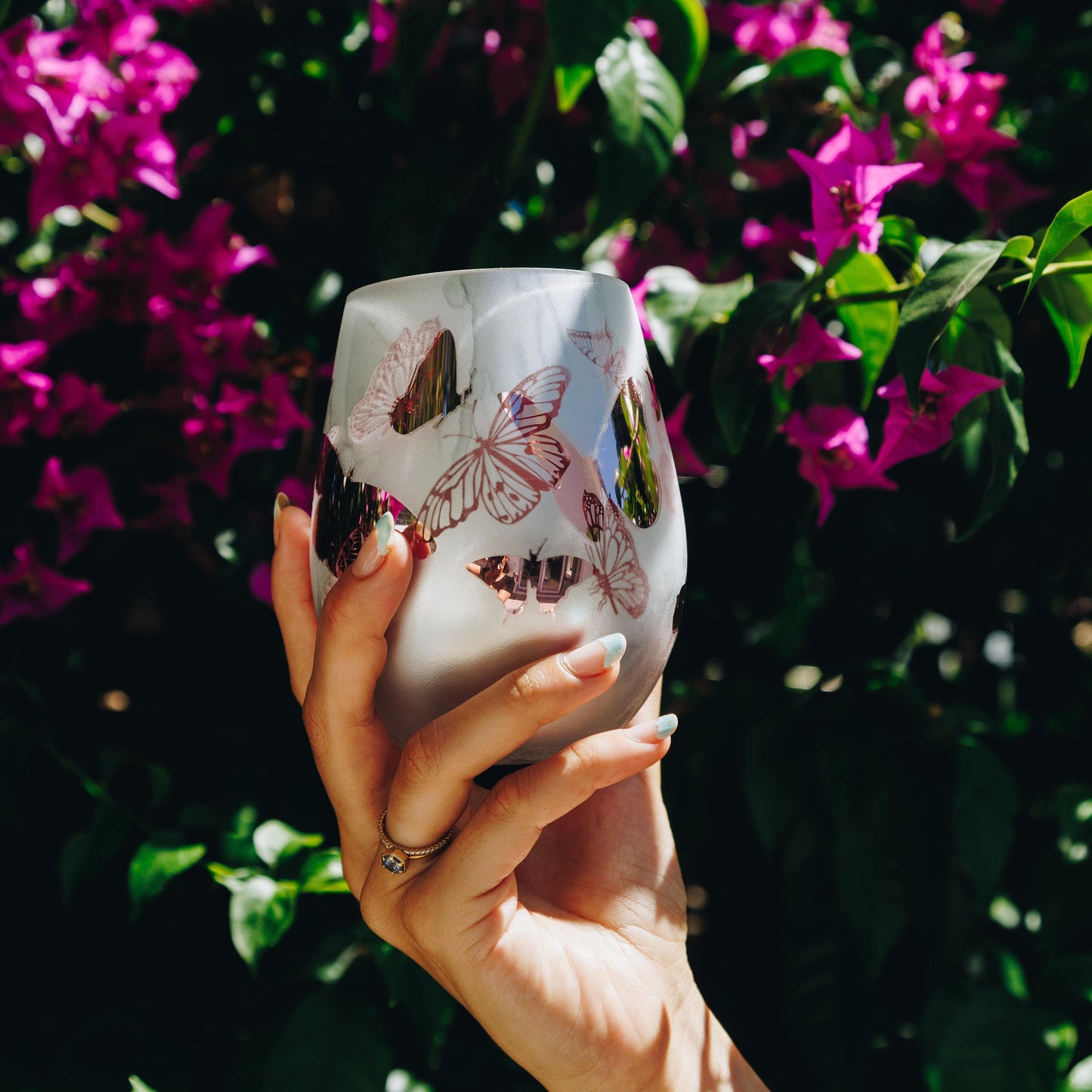 Butterfly Gifts Butterfly Wine Glass Pink Wine Glass for Mom Butterfly Tumbler Cups Mothers Day Gift for Mom Gift Nature Lover Gift for Her