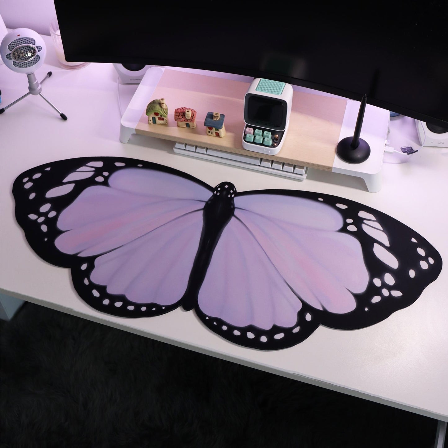 Lilac Butterfly Deskmat 90X40Cm Waterproof