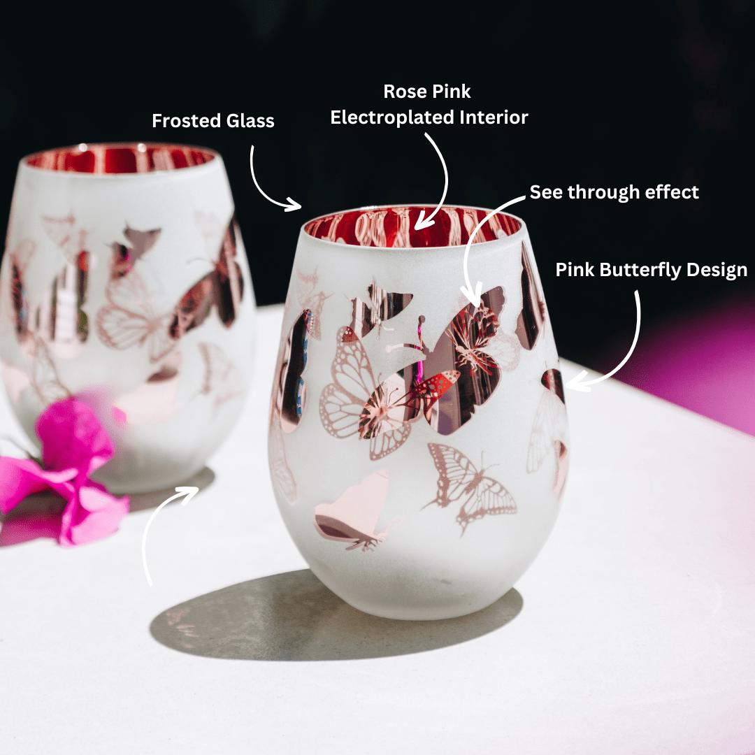 Butterfly Gifts Butterfly Wine Glass Pink Wine Glass for Mom Butterfly Tumbler Cups Mothers Day Gift for Mom Gift Nature Lover Gift for Her