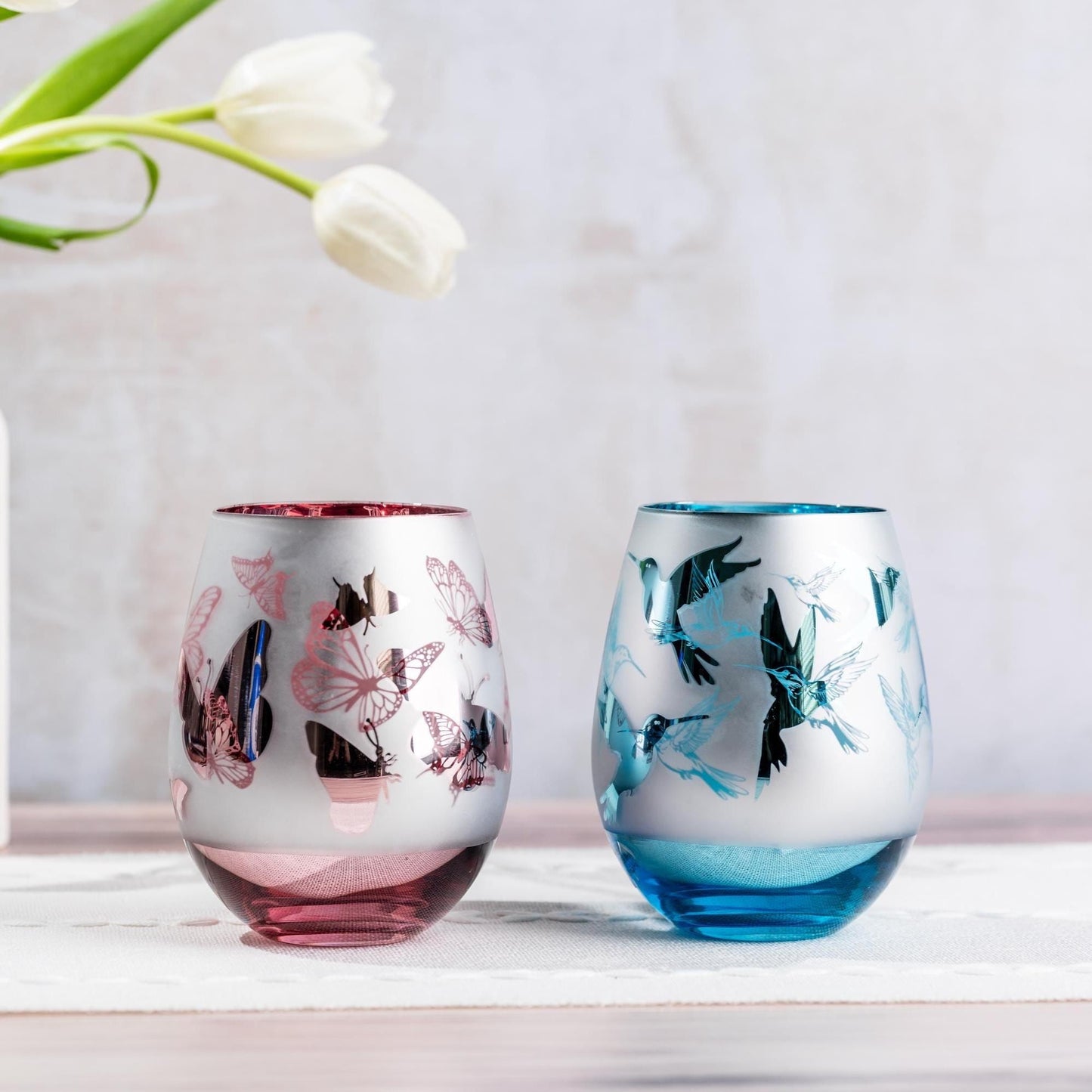 Butterfly Gifts Butterfly Wine Glass Pink Wine Glass for Mom Butterfly Tumbler Cups Mothers Day Gift for Mom Gift Nature Lover Gift for Her
