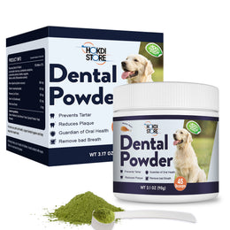 Dog Breath Freshener Dental Powder–Teeth Cleaning Powder for Dogs with Probiotics & Herbs–Plaque & Tartar Remover, Fresh Breath Remedy & Oral Care