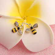 Bumble Bee Dangle Earrings Crystal Bee Pendant Animal Earrings Hummingbirds Butterfly Gifts (Honey Bee Earrings)