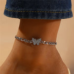 Fashion Bohemia Butterfly Anklet Rhinestone Chain Foot Chain Jewelry for Women Summer Beach Anklet Butterfly Barefoot Chain