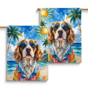 English Springer Spaniel Theme Portrait House Flag