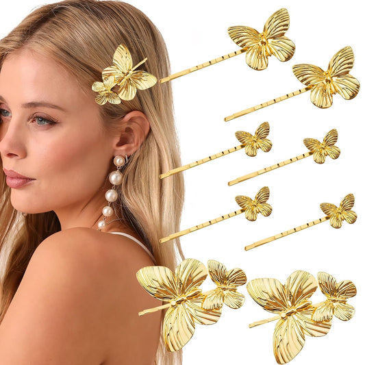8PCS Butterfly Hair Clips Metal Clamps Gold Bridal Hair Pins Wedding Accessories for Women and Girls