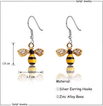 Bumble Bee Dangle Earrings Crystal Bee Pendant Animal Earrings Hummingbirds Butterfly Gifts (Honey Bee Earrings)