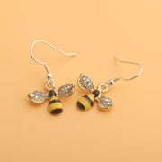 Bumble Bee Dangle Earrings Crystal Bee Pendant Animal Earrings Hummingbirds Butterfly Gifts (Honey Bee Earrings)