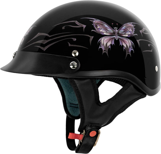 Cruiser Intricate Butterfly Motorcycle Half Helmet