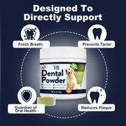Dog Breath Freshener Dental Powder–Teeth Cleaning Powder for Dogs with Probiotics & Herbs–Plaque & Tartar Remover, Fresh Breath Remedy & Oral Care