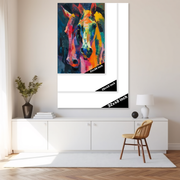 Chromatic Companions: Two Horses in Vivid Abstraction