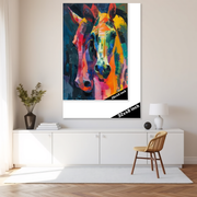 Chromatic Companions: Two Horses in Vivid Abstraction