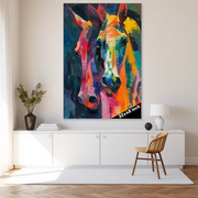 Chromatic Companions: Two Horses in Vivid Abstraction