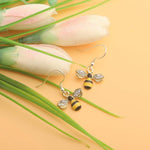 Bumble Bee Dangle Earrings Crystal Bee Pendant Animal Earrings Hummingbirds Butterfly Gifts (Honey Bee Earrings)