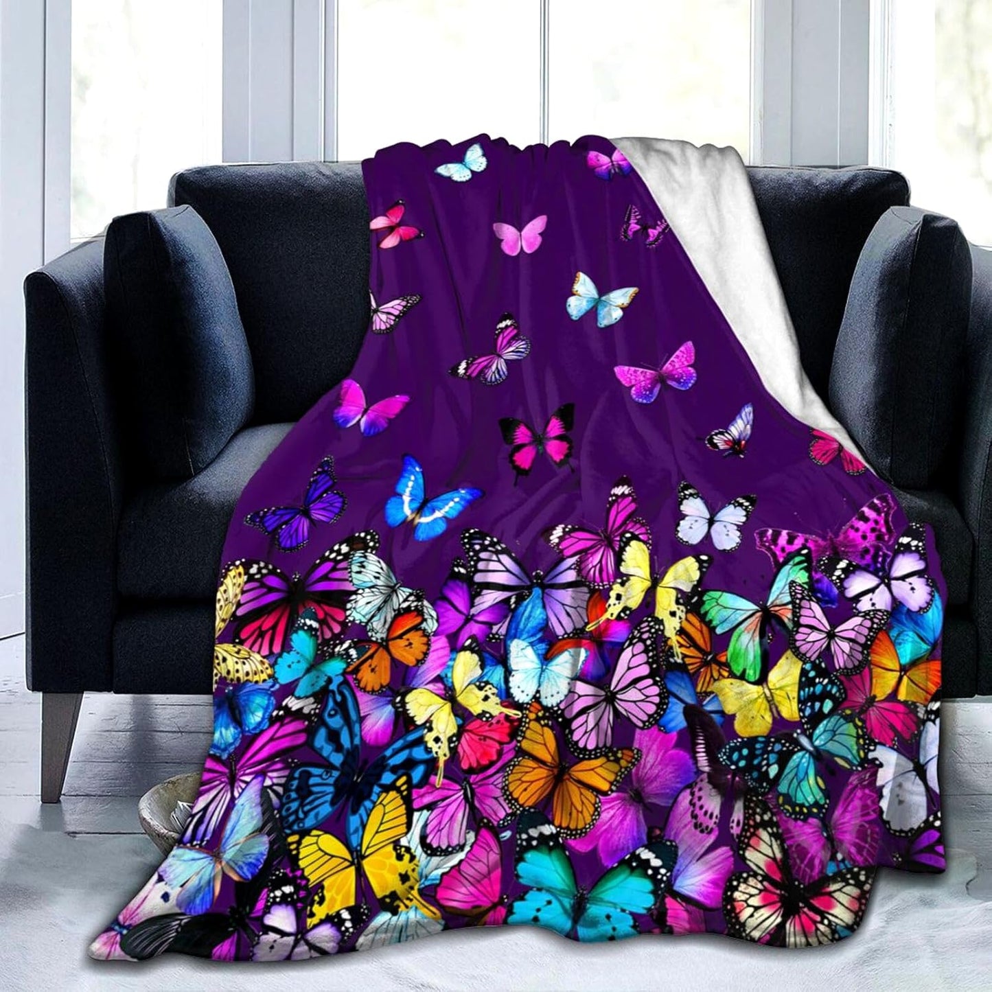 Butterfly Blanket Beautiful Butterfly Throw Blanket Ultra Soft Blankets Lightweight Cozy for Bed Couch Sofa 50"X40"