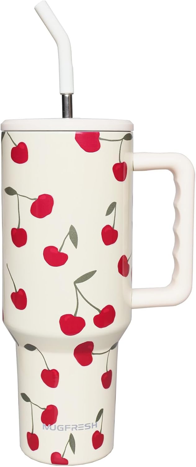 Butterfly Tumbler, Butterfly Gifts for Women 40 Oz Insulated Tumbler with Handle and Straw Cup Holder Friendly Travel Mug Stainless Steel Water Bottle