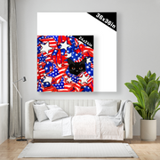 Patriotic Black Cat Stars