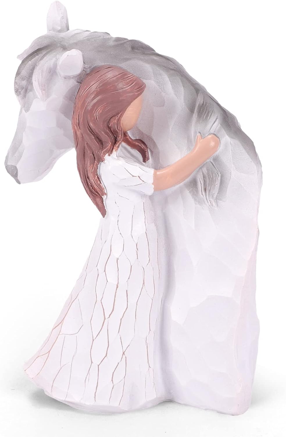 Truly a Friend Horses and Guardian Angel Statues, Sculpted Hand-Painted Girl Embracing Horse Figurines, Gifts for Horse Lover Cowgirls, Loss of Horse Remembrance Gifts, Birthday Christmas Horse Stuff