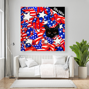 Patriotic Black Cat Stars