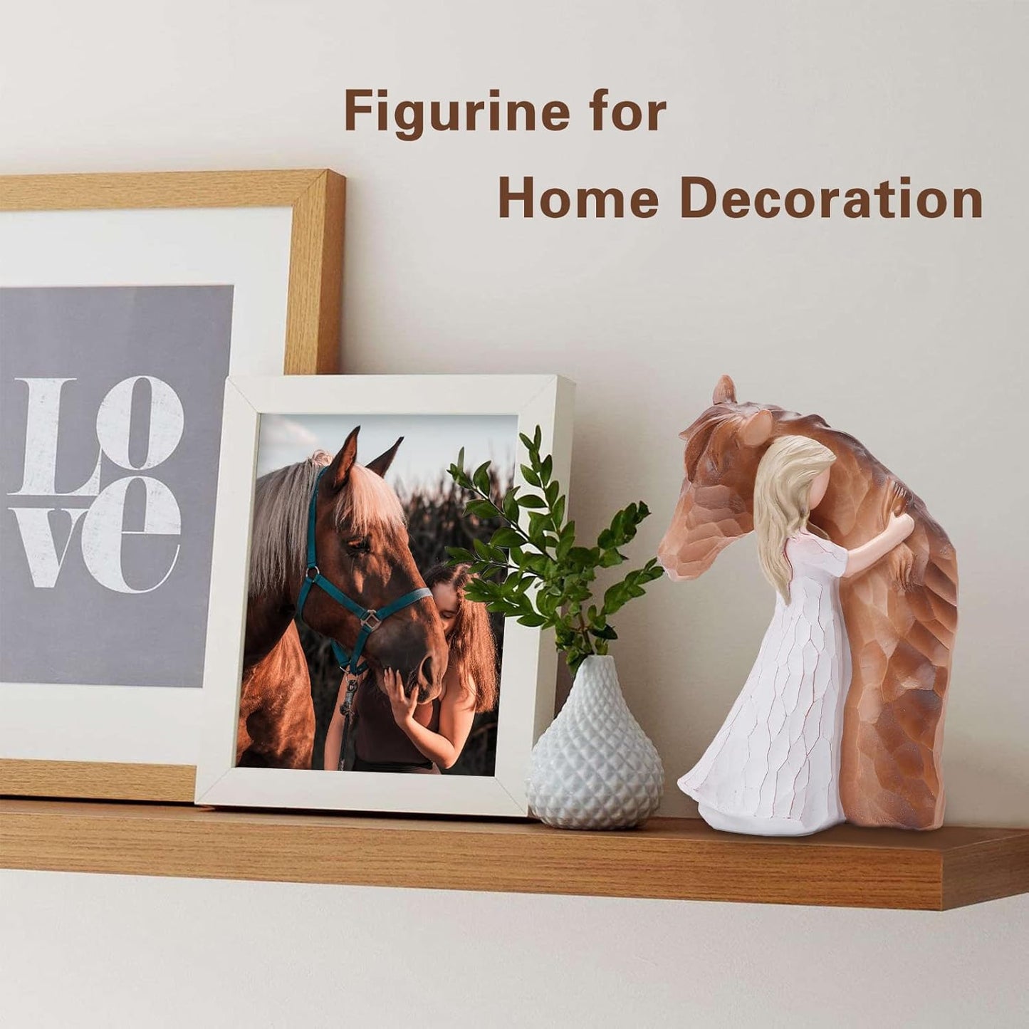 Truly a Friend Horses and Guardian Angel Statues, Sculpted Hand-Painted Girl Embracing Horse Figurines, Gifts for Horse Lover Cowgirls, Loss of Horse Remembrance Gifts, Birthday Christmas Horse Stuff