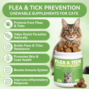 Cat Flea and Tick Chewables for Cats 230Ct, Natural Support Supplement, Flea Supplement for Cats, Flea and Tick Chews for Cats Kitten, All Breeds & Sizes, Digestive Health