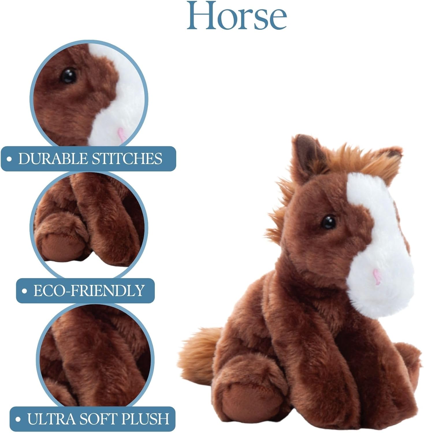 Floppy Horse Stuffed Animal Plushie, Gifts for Kids, Wild Onez Wildlife Animals, Horse Plush Toy 9 Inches