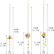 3 Pack Sun Catcher Crystal Honeycomb Bee Ornaments Crystals Bumble Bee Honeycomb with Glass Prisms Decor Garden Suncatcher Window Hanging Gifts for Women,Bee Lovers