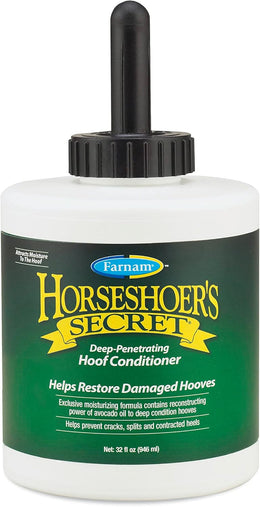 Farnam Horseshoer's Secret Deep-Penetrating Hoof Oil for Horses, Conditions Dry Hooves, Prevents Cracks, Splits & Contracted Heels, Contains Avocado, Glycerine & Mineral Oils, Fast Absorbing.