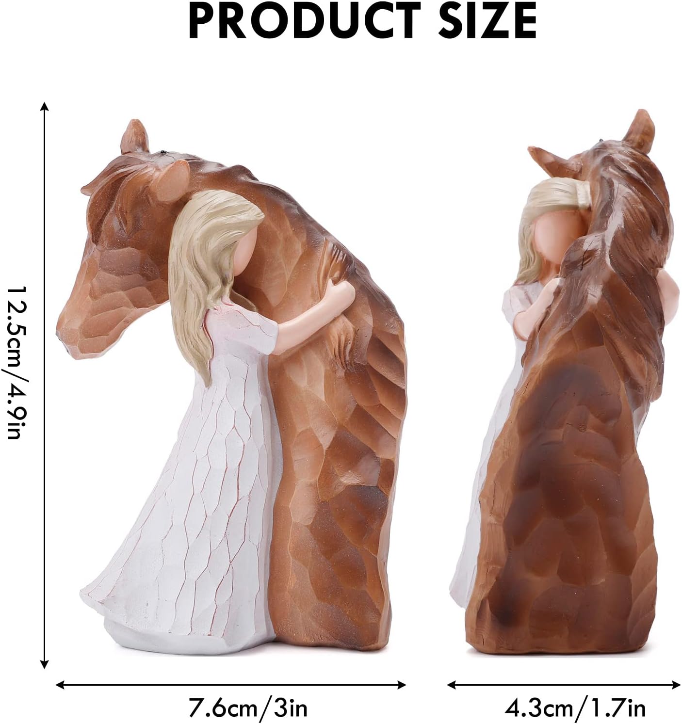 Truly a Friend Horses and Guardian Angel Statues, Sculpted Hand-Painted Girl Embracing Horse Figurines, Gifts for Horse Lover Cowgirls, Loss of Horse Remembrance Gifts, Birthday Christmas Horse Stuff