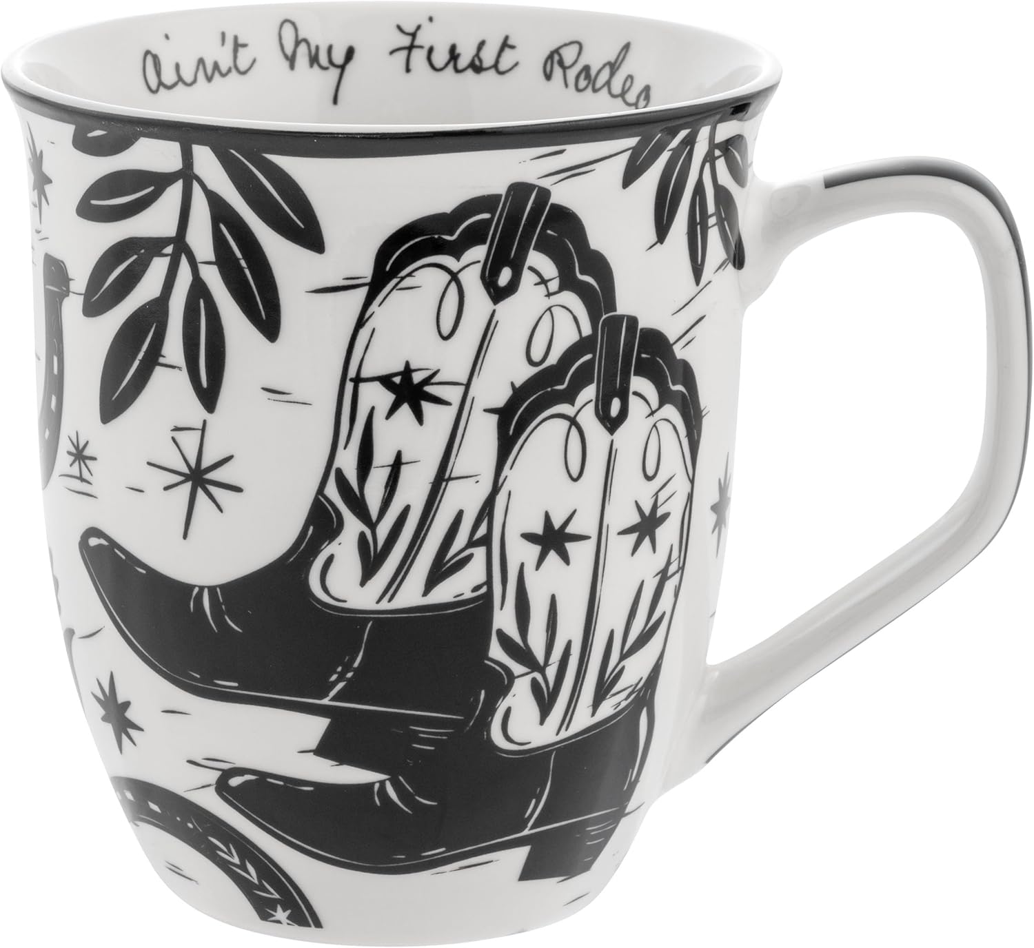 Gifts 16 Oz Black and White Boho Mug Horse - Cute Coffee and Tea Mug - Ceramic Coffee Mugs for Women and Men
