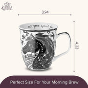 Gifts 16 Oz Black and White Boho Mug Horse - Cute Coffee and Tea Mug - Ceramic Coffee Mugs for Women and Men