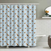 Blue Plaid Dog Pattern Shower Curtain Cute Beagle Print Home Decoration Waterproof Bath Mat Cover Size 72X84Inches for Bathroom