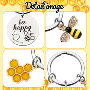 Bee Keychain Inspirational Keyring Gifts - Honey Key Rings for Men Women Kids, Cute Bee Accessories for Bag Purse Wallet Backpack