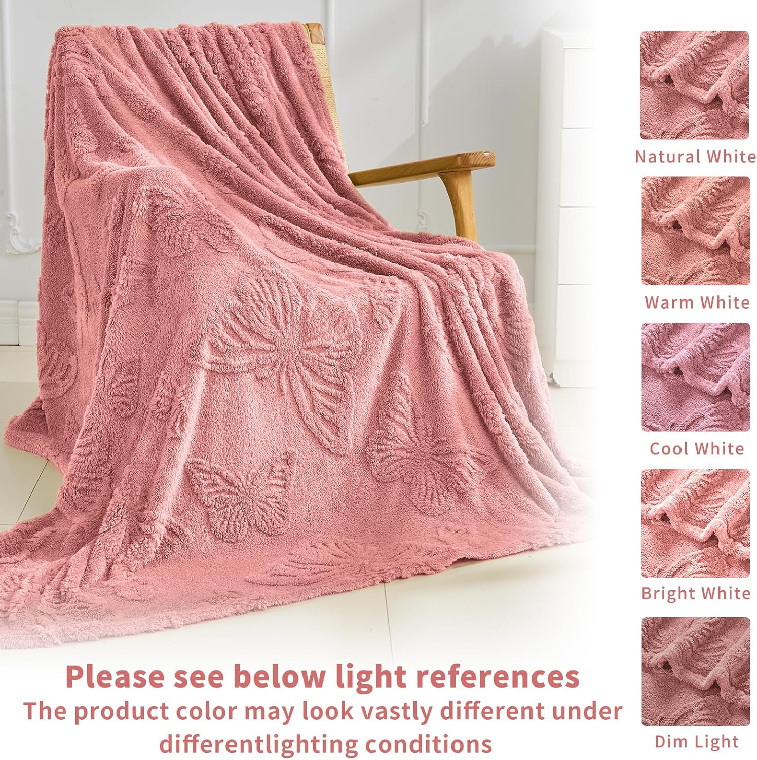 Throw Blankets with Butterfly,Soft Warm Blankets for Lover Mom Father Friends Gifts Pets,Lightweight Fuzzy Blanket for Couch Sofa Bed(Pink,50"X60")