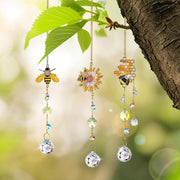 3 Pack Sun Catcher Crystal Honeycomb Bee Ornaments Crystals Bumble Bee Honeycomb with Glass Prisms Decor Garden Suncatcher Window Hanging Gifts for Women,Bee Lovers