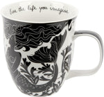 Gifts 16 Oz Black and White Boho Mug Horse - Cute Coffee and Tea Mug - Ceramic Coffee Mugs for Women and Men