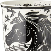 Gifts 16 Oz Black and White Boho Mug Horse - Cute Coffee and Tea Mug - Ceramic Coffee Mugs for Women and Men
