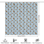 Blue Plaid Dog Pattern Shower Curtain Cute Beagle Print Home Decoration Waterproof Bath Mat Cover Size 72X84Inches for Bathroom