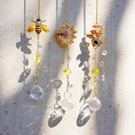 3 Pack Sun Catcher Crystal Honeycomb Bee Ornaments Crystals Bumble Bee Honeycomb with Glass Prisms Decor Garden Suncatcher Window Hanging Gifts for Women,Bee Lovers
