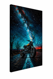 Midnight Galaxy Rider Cosmic Oil Canvas
