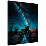 Midnight Galaxy Rider Cosmic Oil Canvas