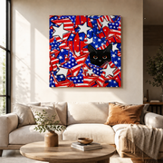 Patriotic Black Cat Stars