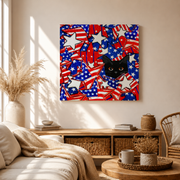 Patriotic Black Cat Stars