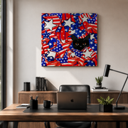 Patriotic Black Cat Stars