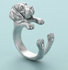 Beagle Dog Ring Free Size Punk Animal Beagle Ring Jewelry for Pet Lovers