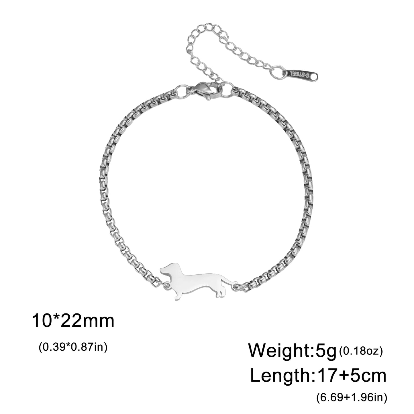 Dachshunds Sausage Dog Bracelets for Women Stainless Steel Double Layers Beads Chain Bracelets Jewelry Birthday Gift